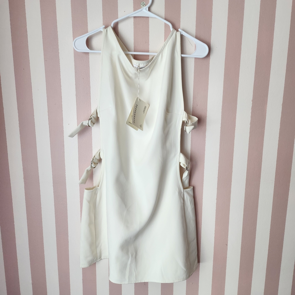 Peppermayo Cream Side-Tie Mini Dress